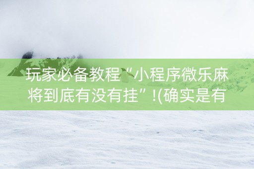 玩家必备教程“小程序微乐麻将到底有没有挂”!(确实是有挂)-知乎