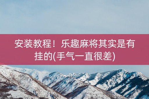 安装教程！乐趣麻将其实是有挂的(手气一直很差)