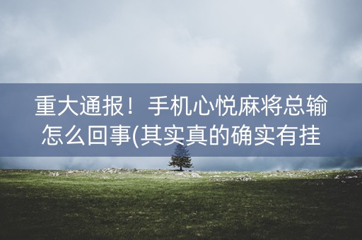 重大通报！手机心悦麻将总输怎么回事(其实真的确实有挂)