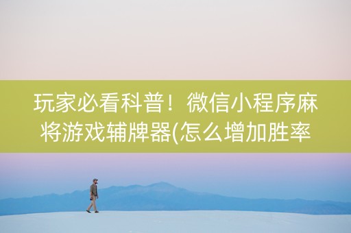 玩家必看科普！微信小程序麻将游戏辅牌器(怎么增加胜率)