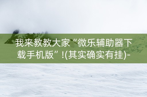我来教教大家“微乐辅助器下载手机版”!(其实确实有挂)-知乎