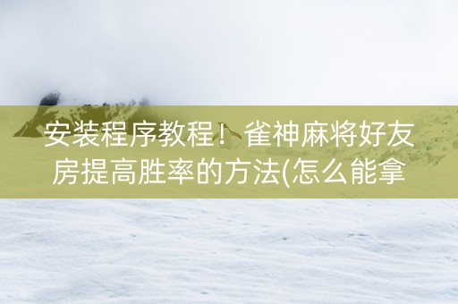 安装程序教程！雀神麻将好友房提高胜率的方法(怎么能拿好牌)