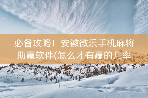 必备攻略！安徽微乐手机麻将助赢软件(怎么才有赢的几率)