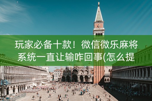 玩家必备十款！微信微乐麻将系统一直让输咋回事(怎么提高胡牌率)