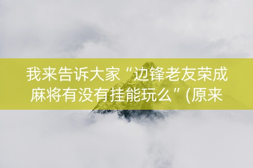 我来告诉大家“边锋老友荣成麻将有没有挂能玩么”(原来真的有挂)-知乎