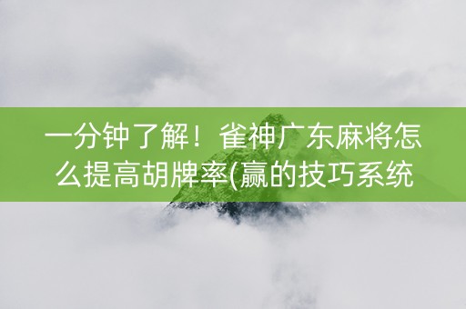 一分钟了解！雀神广东麻将怎么提高胡牌率(赢的技巧系统规律)