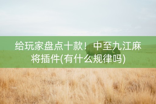 给玩家盘点十款！中至九江麻将插件(有什么规律吗)