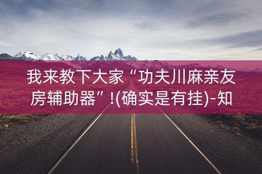 我来教下大家“功夫川麻亲友房辅助器”!(确实是有挂)-知乎