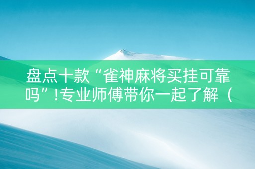 盘点十款“雀神麻将买挂可靠吗”!专业师傅带你一起了解（详细教程）-知乎