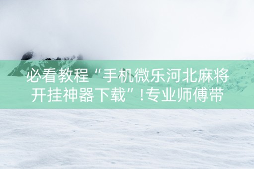 必看教程“手机微乐河北麻将开挂神器下载”!专业师傅带你一起了解（详细教程）-知乎