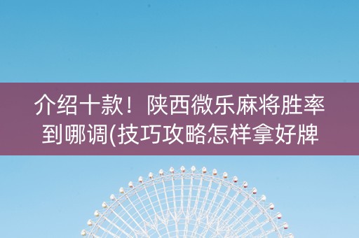 介绍十款！陕西微乐麻将胜率到哪调(技巧攻略怎样拿好牌)