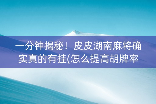 一分钟揭秘！皮皮湖南麻将确实真的有挂(怎么提高胡牌率)