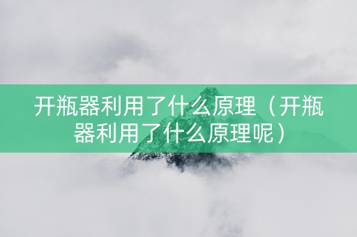 开瓶器利用了什么原理（开瓶器利用了什么原理呢）