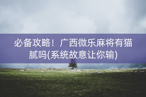 必备攻略！广西微乐麻将有猫腻吗(系统故意让你输)