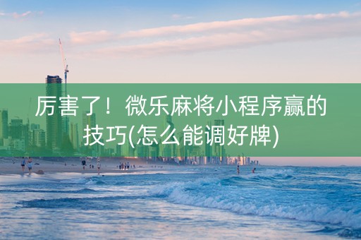 厉害了！微乐麻将小程序赢的技巧(怎么能调好牌)