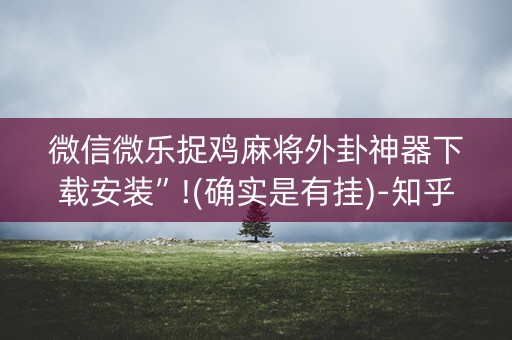 微信微乐捉鸡麻将外卦神器下载安装”!(确实是有挂)-知乎