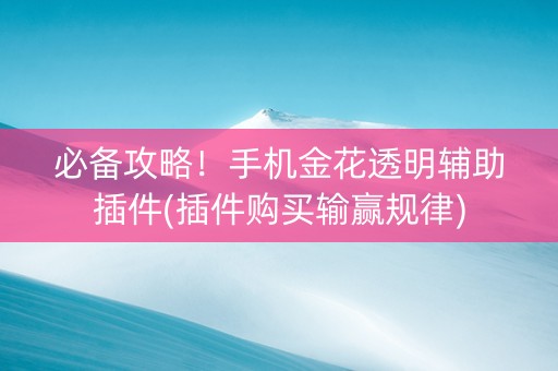必备攻略！手机金花透明辅助插件(插件购买输赢规律)