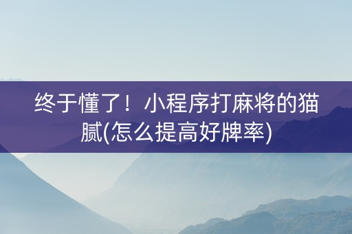 终于懂了！小程序打麻将的猫腻(怎么提高好牌率)