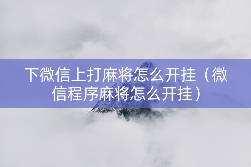 下微信上打麻将怎么开挂（微信程序麻将怎么开挂）