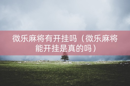 微乐麻将有开挂吗（微乐麻将能开挂是真的吗）