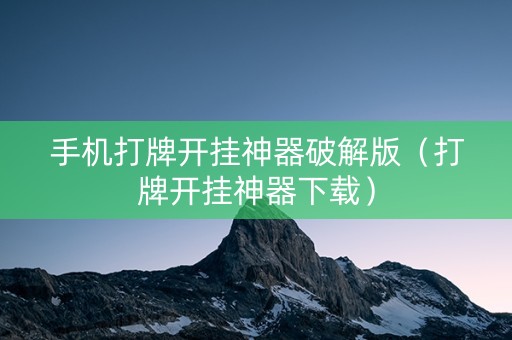 手机打牌开挂神器破解版（打牌开挂神器下载）