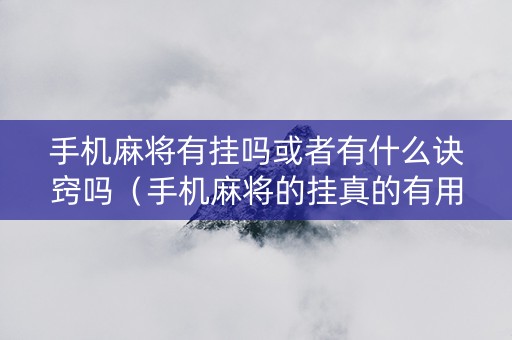 手机麻将有挂吗或者有什么诀窍吗（手机麻将的挂真的有用）