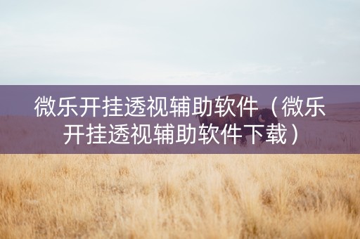 微乐开挂透视辅助软件（微乐开挂透视辅助软件下载）