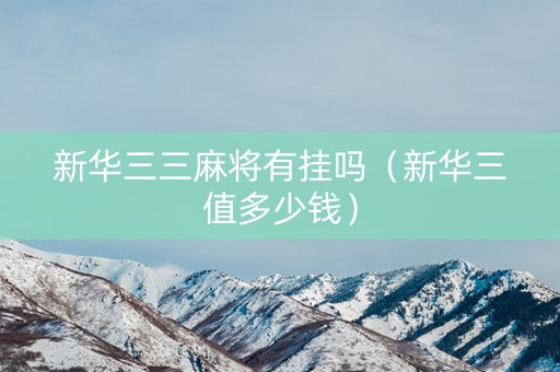 新华三三麻将有挂吗（新华三值多少钱）