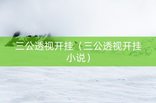 三公透视开挂（三公透视开挂小说）