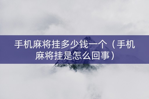 手机麻将挂多少钱一个（手机麻将挂是怎么回事）