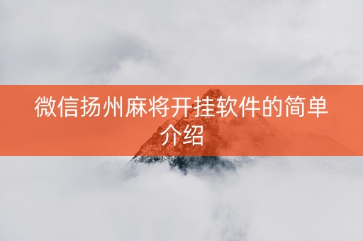 微信扬州麻将开挂软件的简单介绍