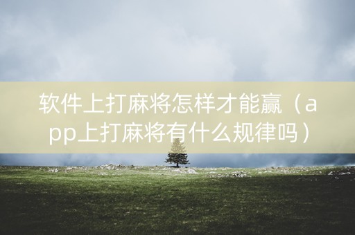软件上打麻将怎样才能赢（app上打麻将有什么规律吗）