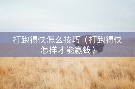 打跑得快怎么技巧（打跑得快怎样才能赢钱）