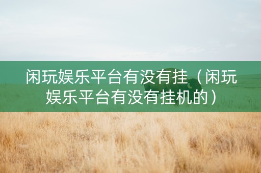 闲玩娱乐平台有没有挂（闲玩娱乐平台有没有挂机的）