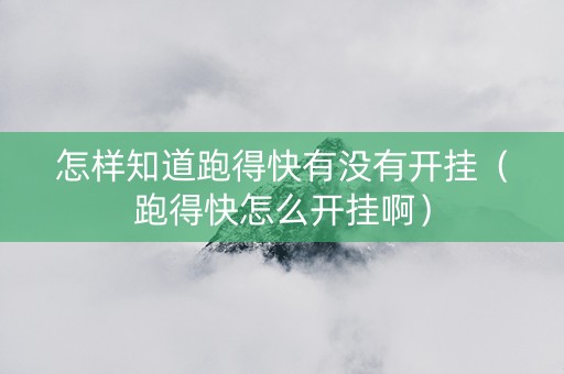 怎样知道跑得快有没有开挂（跑得快怎么开挂啊）