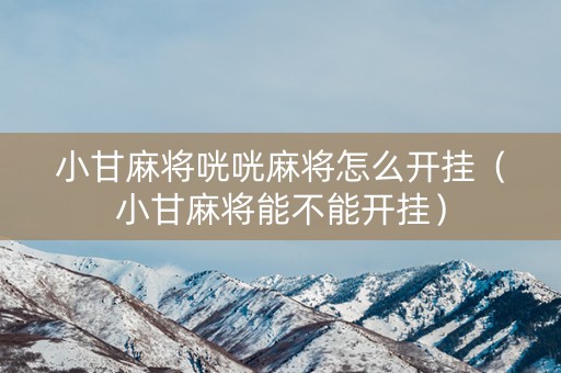 小甘麻将咣咣麻将怎么开挂（小甘麻将能不能开挂）