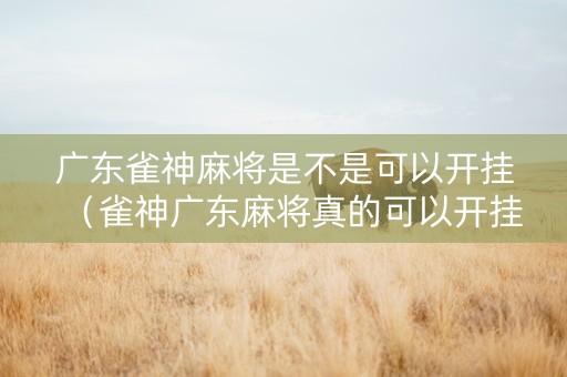 广东雀神麻将是不是可以开挂（雀神广东麻将真的可以开挂吗）