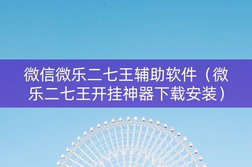微信微乐二七王辅助软件（微乐二七王开挂神器下载安装）