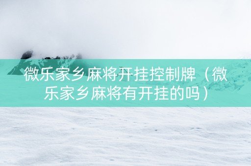 微乐家乡麻将开挂控制牌（微乐家乡麻将有开挂的吗）