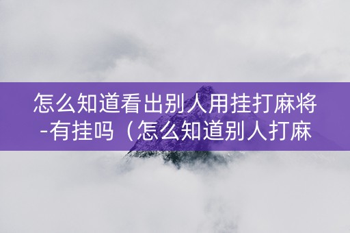 怎么知道看出别人用挂打麻将-有挂吗（怎么知道别人打麻将有没有开挂）