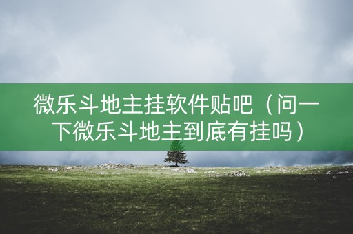 微乐斗地主挂软件贴吧（问一下微乐斗地主到底有挂吗）