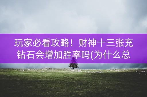 玩家必看攻略！财神十三张充钻石会增加胜率吗(为什么总是输)