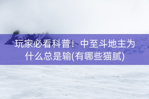 玩家必看科普！中至斗地主为什么总是输(有哪些猫腻)