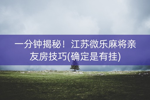 一分钟揭秘！江苏微乐麻将亲友房技巧(确定是有挂)