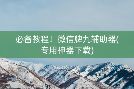 必备教程！微信牌九辅助器(专用神器下载)