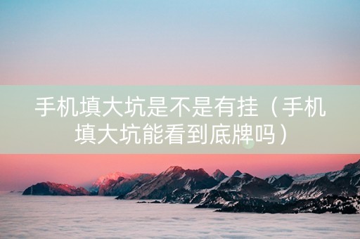 手机填大坑是不是有挂（手机填大坑能看到底牌吗）