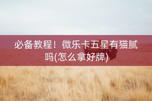 必备教程！微乐卡五星有猫腻吗(怎么拿好牌)