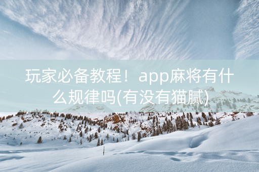 玩家必备教程！app麻将有什么规律吗(有没有猫腻)