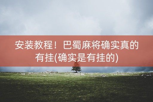安装教程！巴蜀麻将确实真的有挂(确实是有挂的)