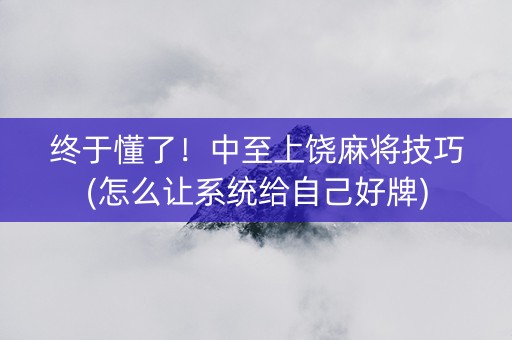 终于懂了！中至上饶麻将技巧(怎么让系统给自己好牌)